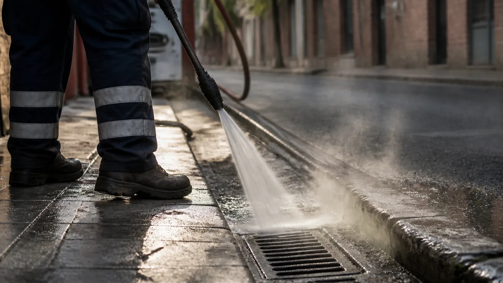Equipo de agua a presión conectado a una red de desagüe en Zaragoza